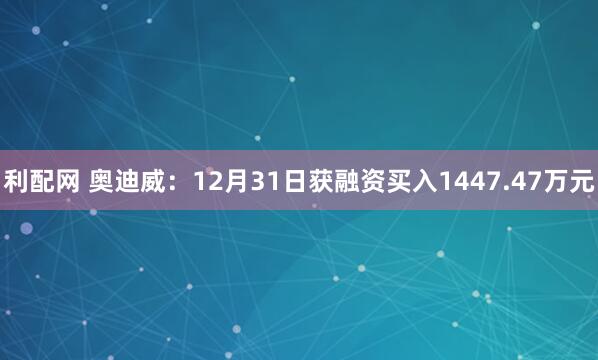利配网 奥迪威：12月31日获融资买入1447.47万元